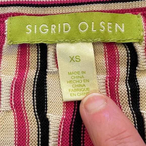 Sigrid Olsen Silk Blend 3/4 Sleeve Textured Gold Button Cardigan Pink Neutral XS - Picture 6 of 12